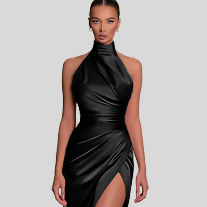Neckholder-Kleid mit Hohem Schlitz | Maxi