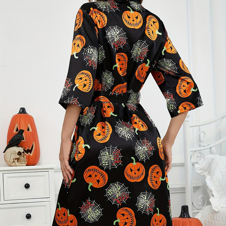 Robe mit Kürbismuster | Halloween-Kostüm