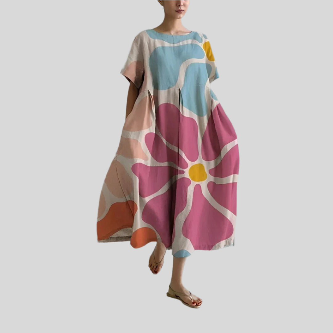 Locker Bedrucktes Kleid | Midi