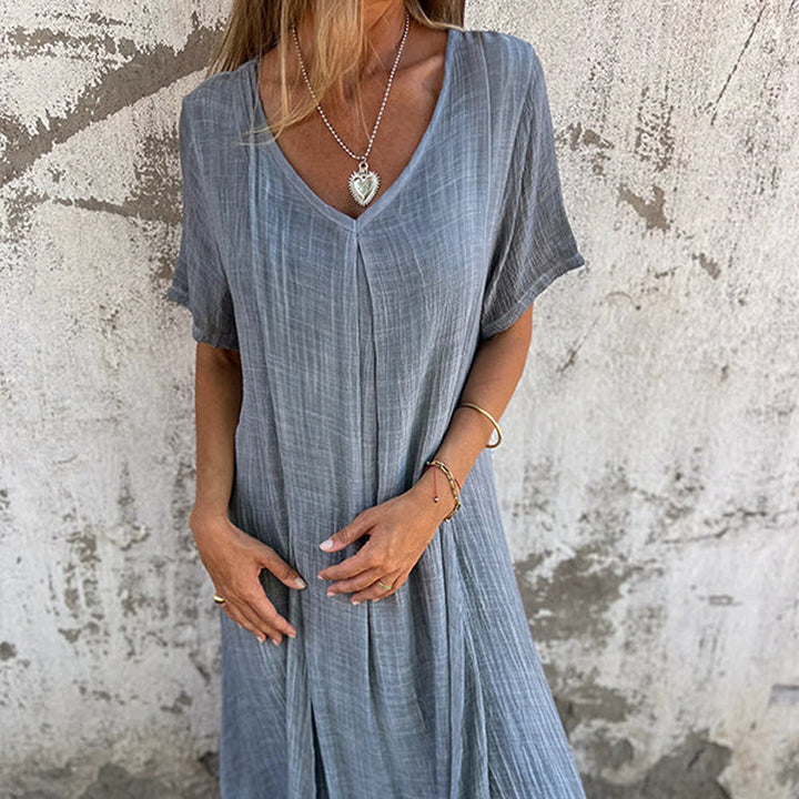 Lässiges Sommerkleid mit Kurzen Ärmeln | Midi