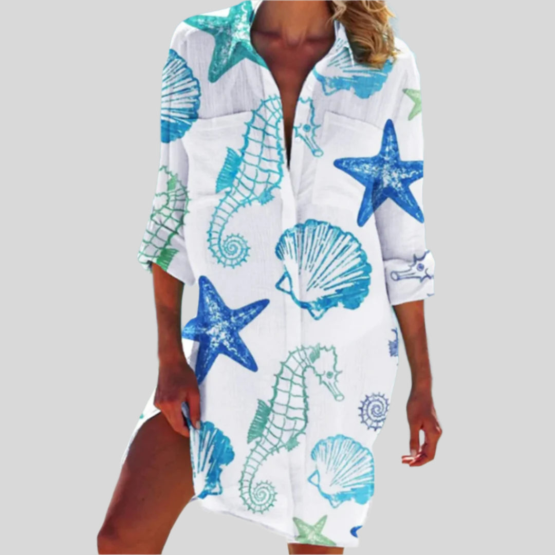 Nora | Damen Button Down Sommerkleid | Langarm