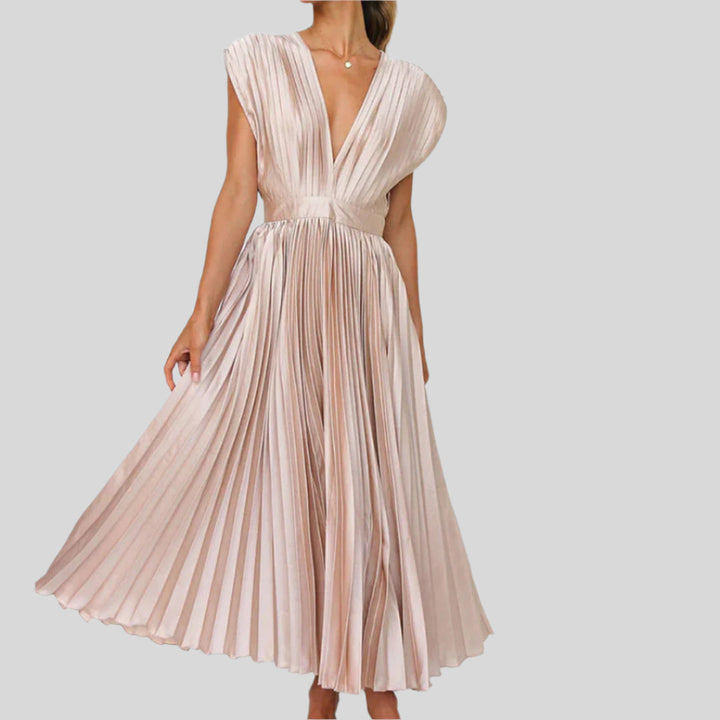 Zivara | Damen Tiefes V-Ausschnitt Sommer Kleid | Maxi