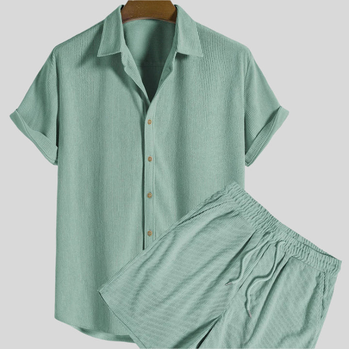 Zbyszko | Herren Kurzarm Plissee Hemd Short Set | Leicht