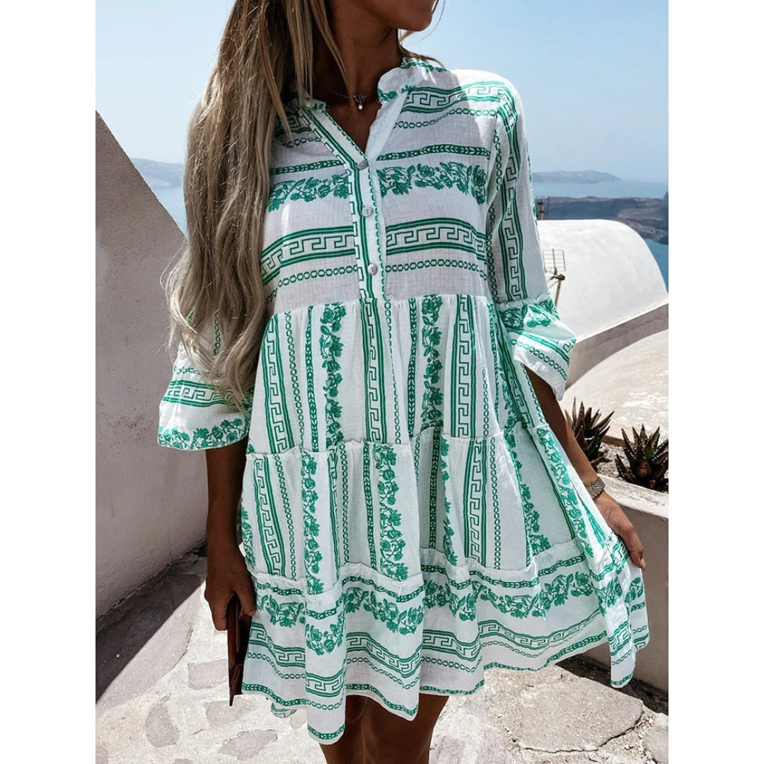 Estelene | Damen Modernes Sommerkleid Mit kurzen Ärmeln | Midi