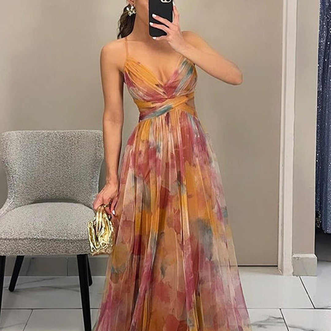 Ärmelloses Tief Ausgeschnittenes Maxikleid | V-Ausschnitt