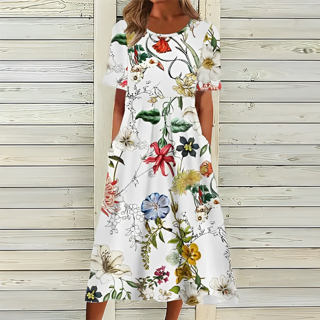 Sommerkleid mit Blumenmuster | Midi