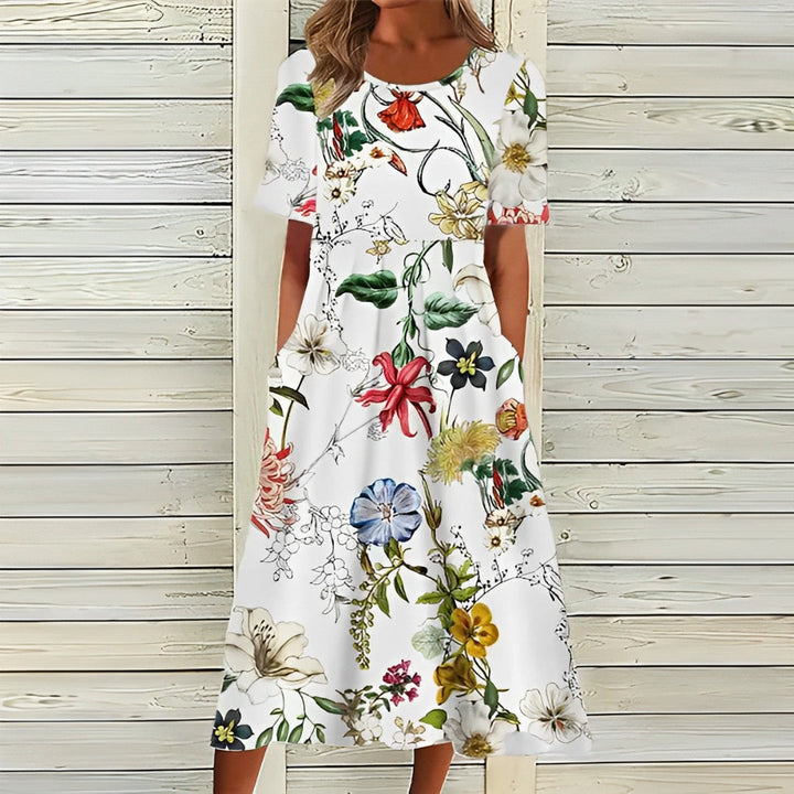 Sommerkleid mit Blumenmuster | Midi
