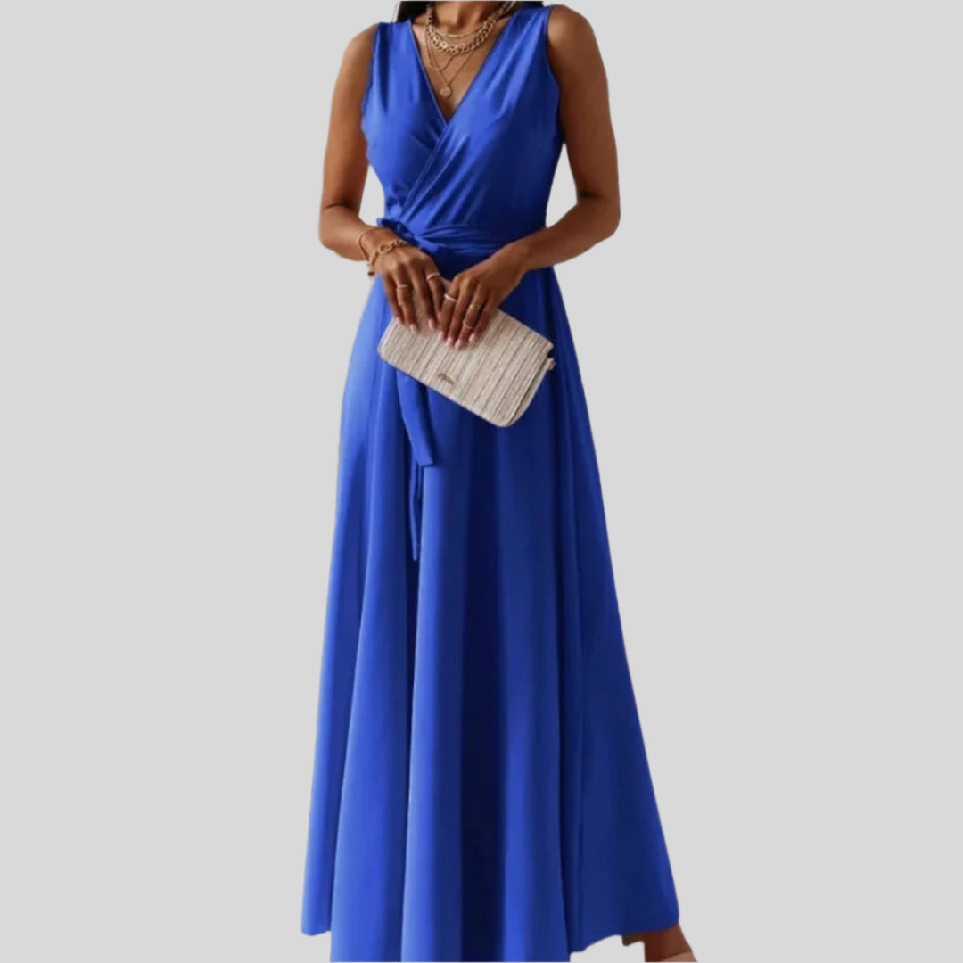 Elegantes Ärmellos Wickelkleid | Maxi