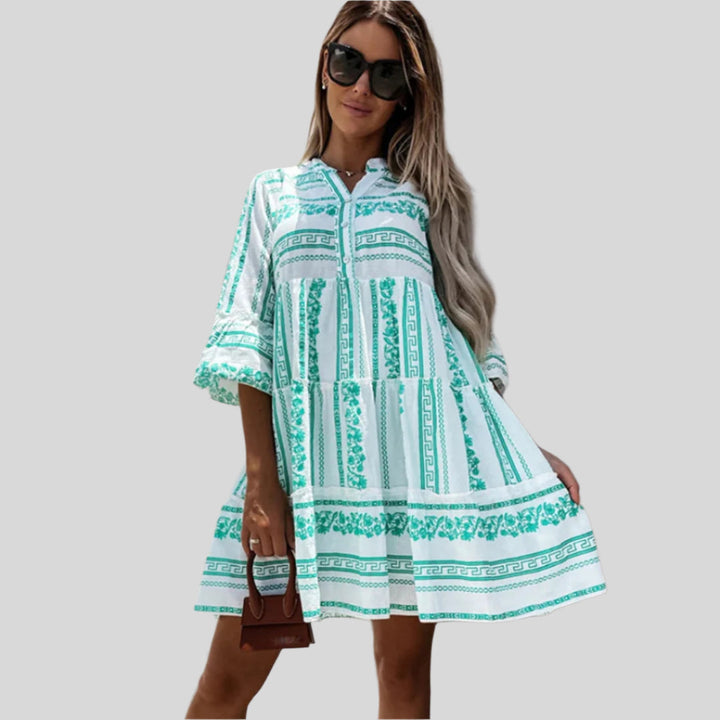 Estelene | Damen Modernes Sommerkleid Mit kurzen Ärmeln | Midi