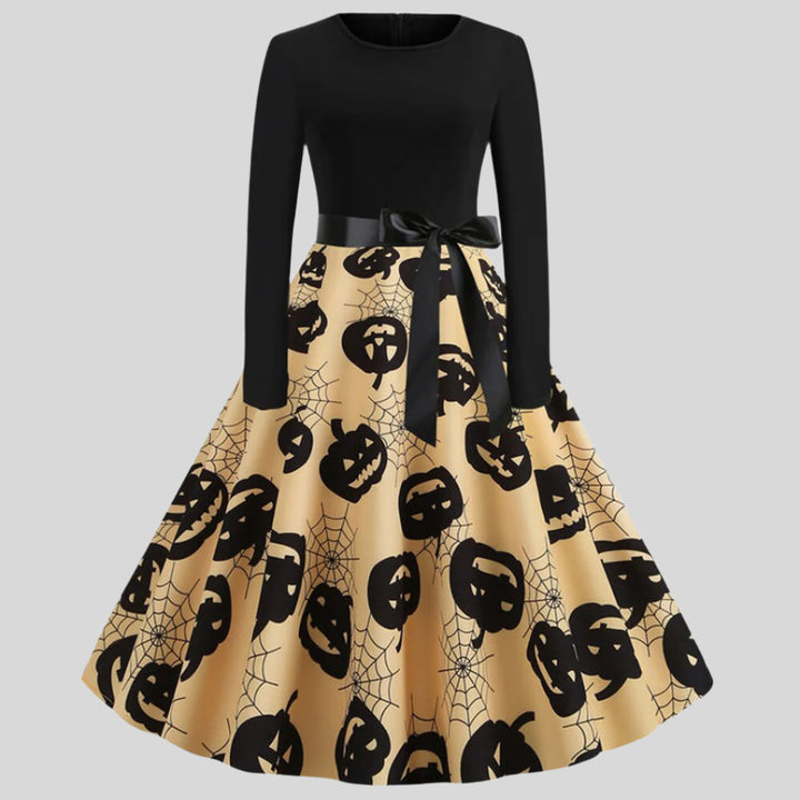 Gothic Karikatur Halloween Kleid mit langen Ärmeln | Mini