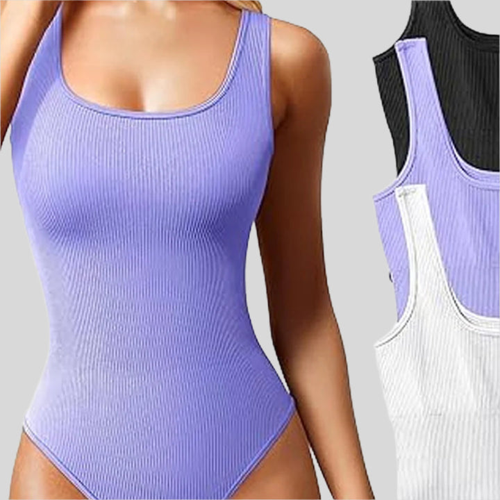 Meredith | Damen Gerippter Shapewear Body | Ärmellos