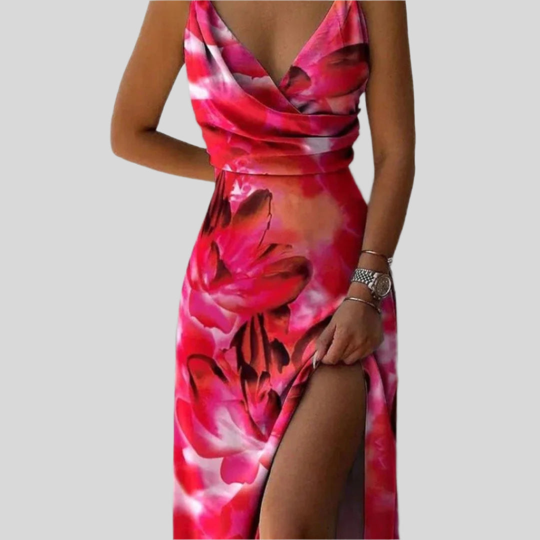 Elegantes Sommerkleid Mit Blumenmuster | Maxi