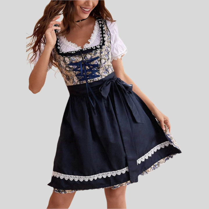 Modernes Blaues Oktoberfest-Dirndlkleid | Mini