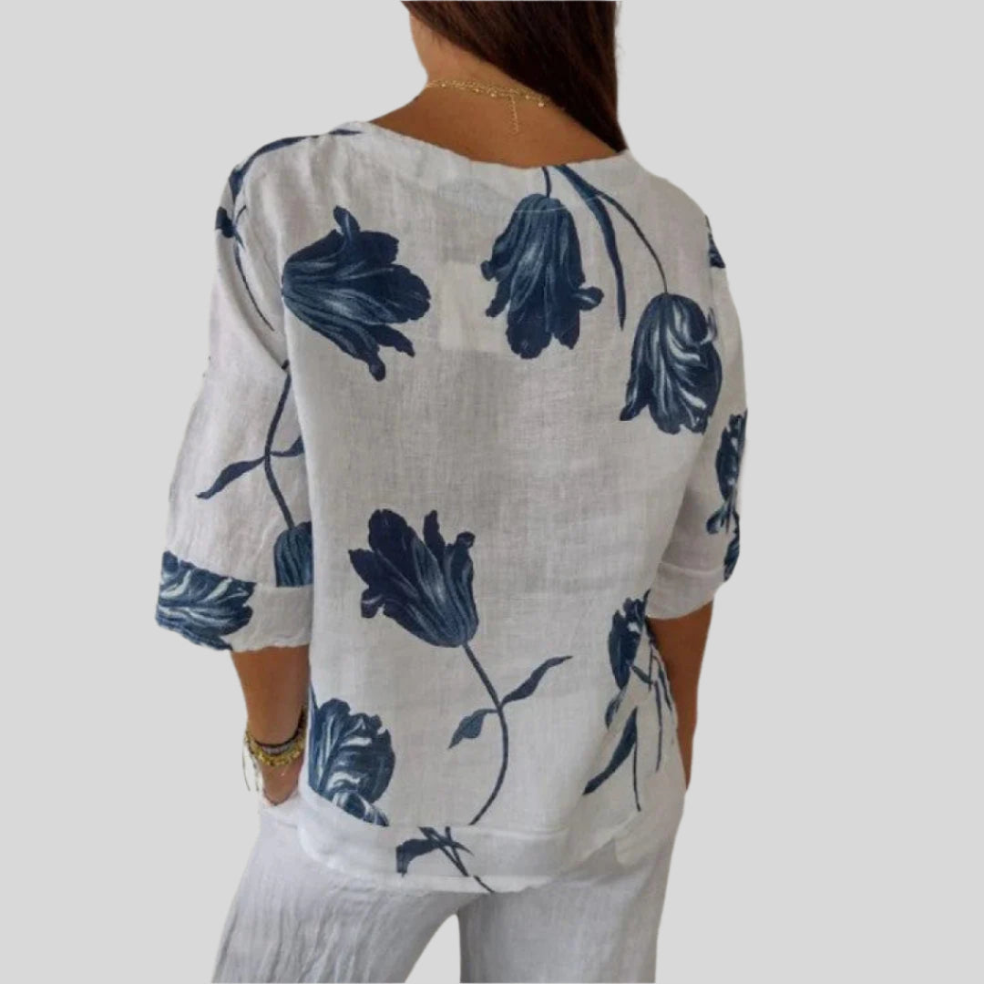 Margit | Damen V-Ausschnitt Sommer Shirt | Leicht