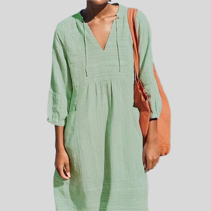 Lyra | Damen Lockeres Hemdkleid | V-Ausschnitt