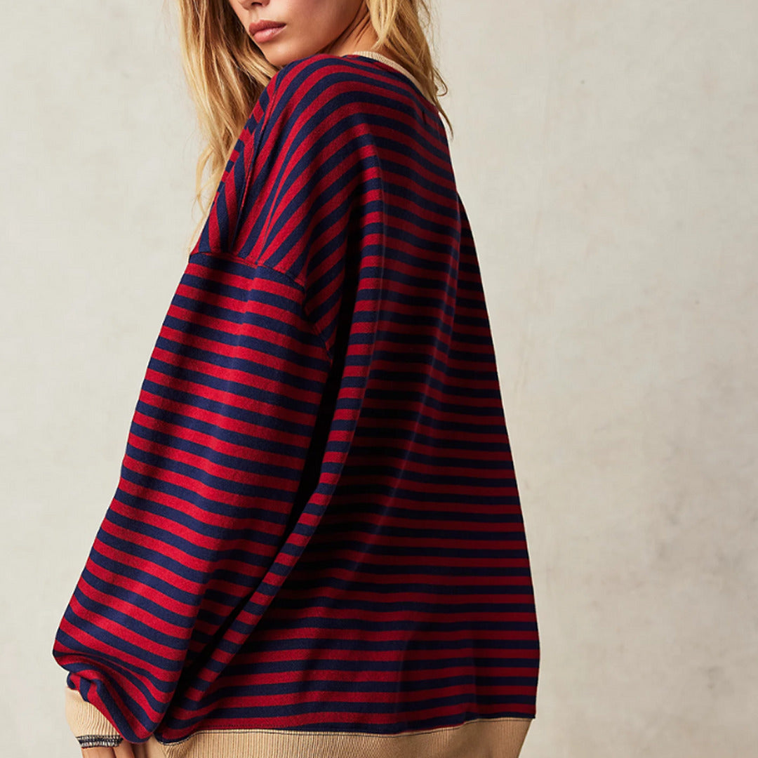Zeitloser Gestreifter Pullover | Übergroß