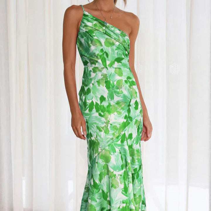 Elegantes Asymmetrisches Kleid mit Blumenmuster | Midi