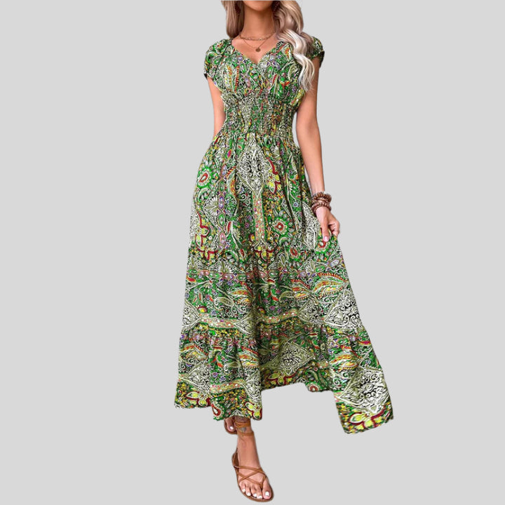 Bohemian Bedrucktes Ibiza-Kleid | Maxi