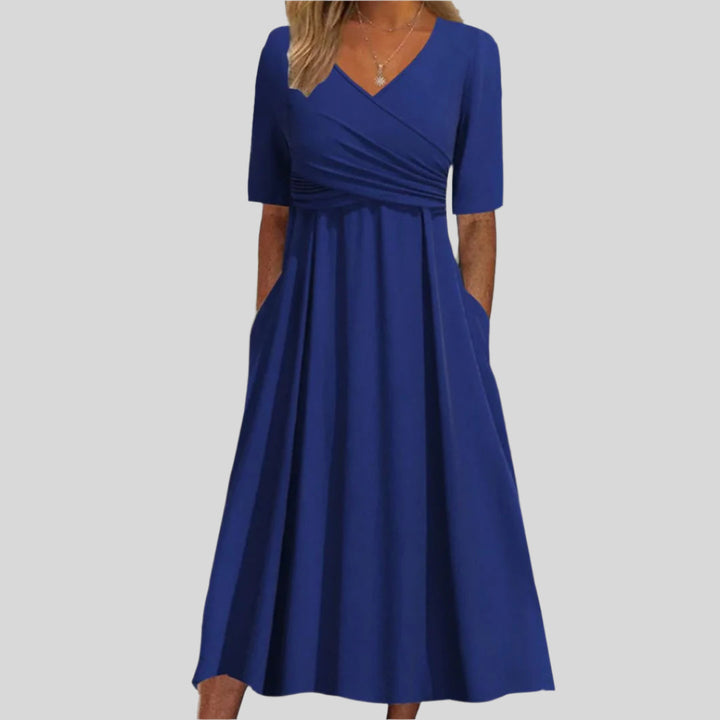 Araminta | Damen Elegantes Wrap Kleid Mit Kurzen Ärmeln | Maxi