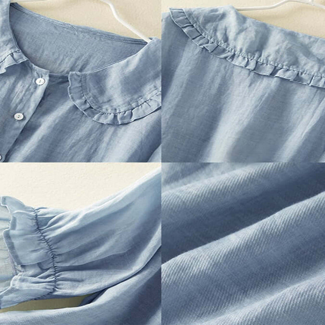 Elegantes Hemd mit Rüschenausschnitt | Lässig