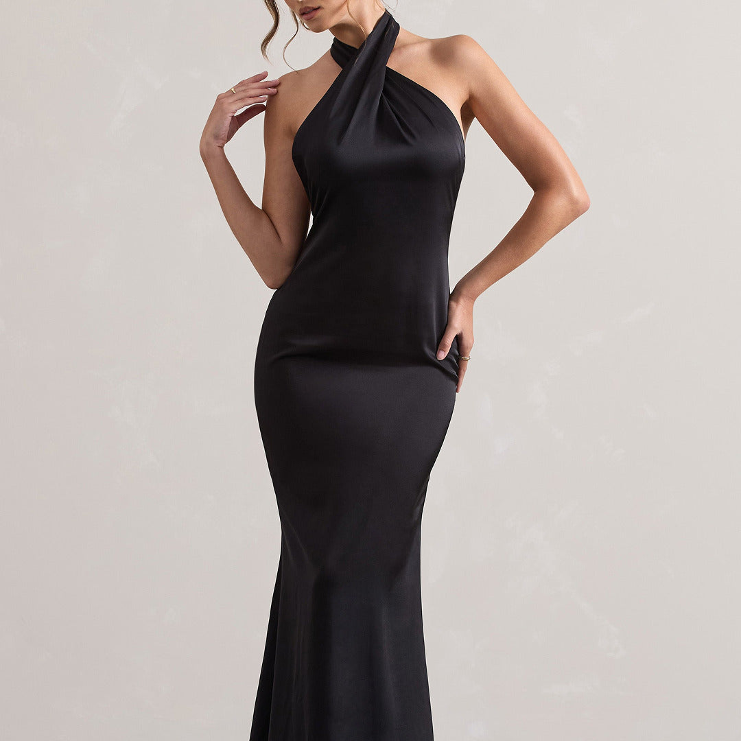 Ärmelloses Neckholder-Kleid | Lang
