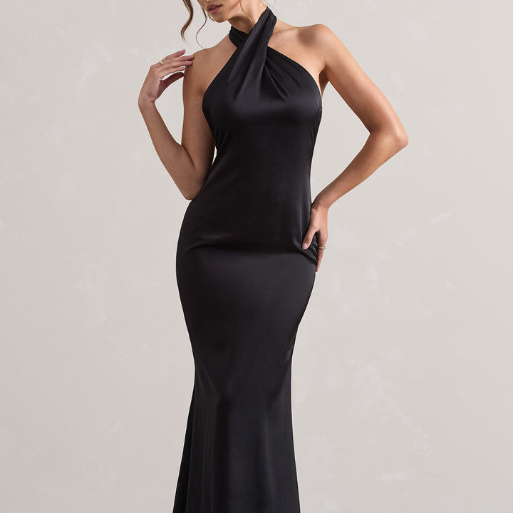 Ärmelloses Neckholder-Kleid | Lang