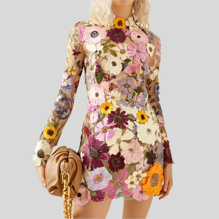 Winona | Damen Elegantes Blumenkleid | Mini
