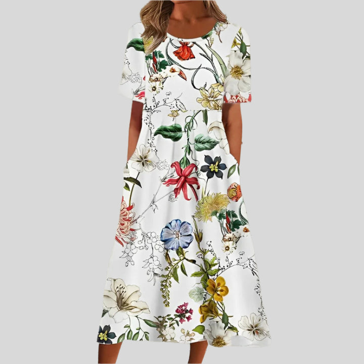 Sommerkleid mit Blumenmuster | Midi