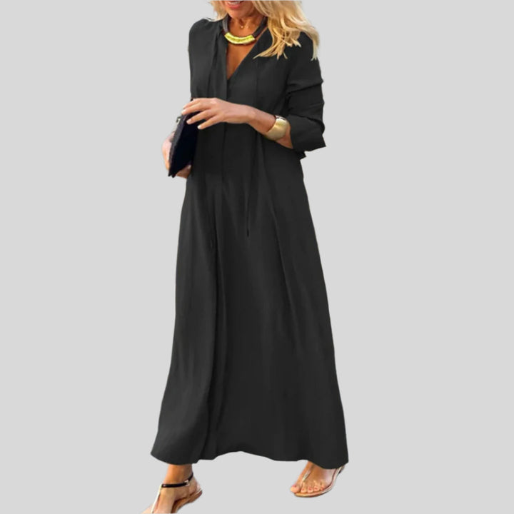 Bequemes V Neck Kleid | Maxi