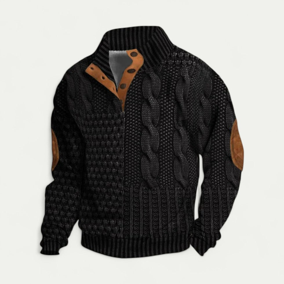 Vintage Herren Strickpullover mit Modernem Kragen