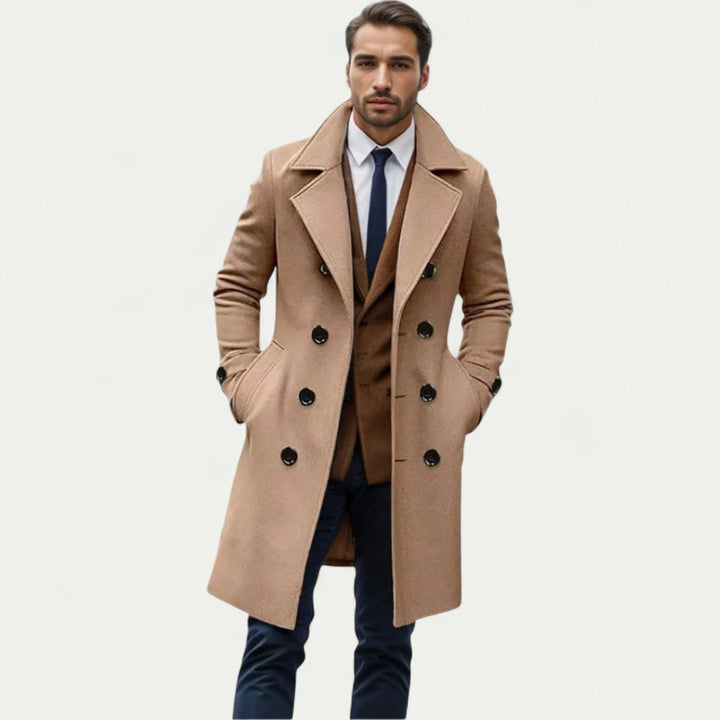 Eleganter Herren Doppelreiher Mantel mit Schlankem Schnitt