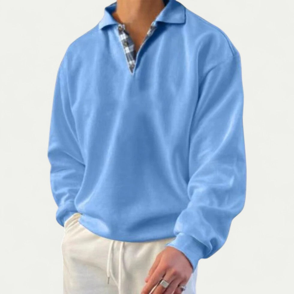 Langarm Poloshirt Herren mit Kragen und legerem Schnitt