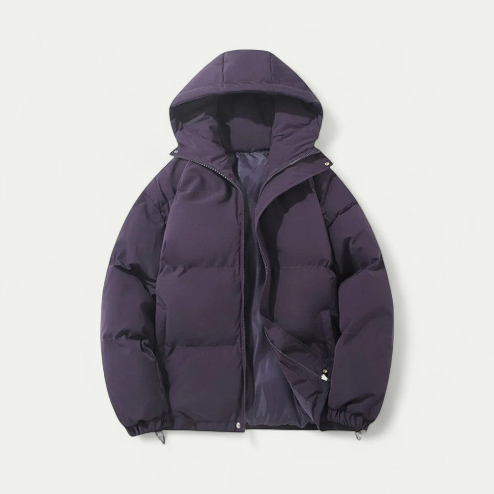 Gepolsterte Herren Winterjacke mit Abnehmbarer Kapuze