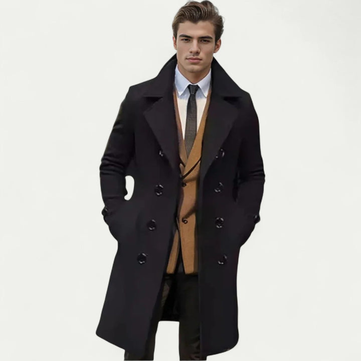 Eleganter Herren Doppelreiher Mantel mit Schlankem Schnitt
