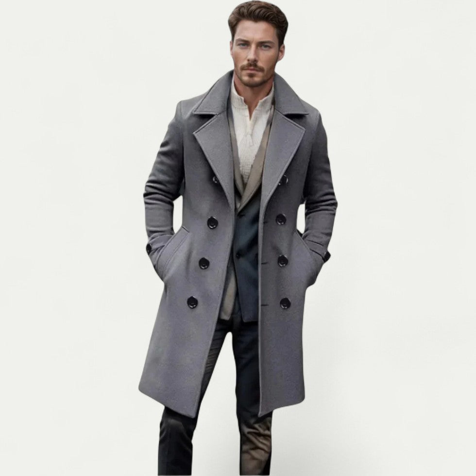 Eleganter Herren Doppelreiher Mantel mit Schlankem Schnitt