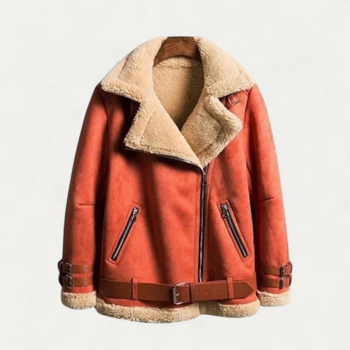 Gefütterte Lammfell Winterjacke für Damen