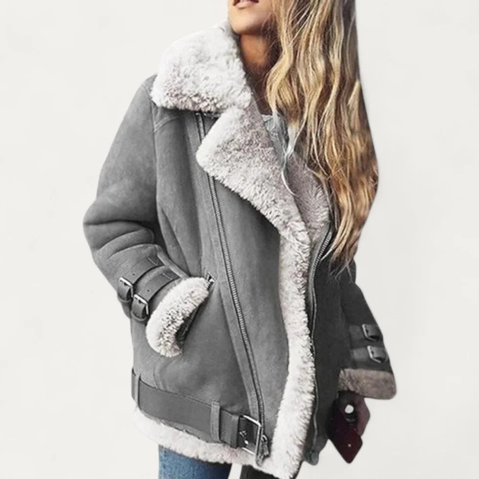 Gefütterte Lammfell Winterjacke für Damen