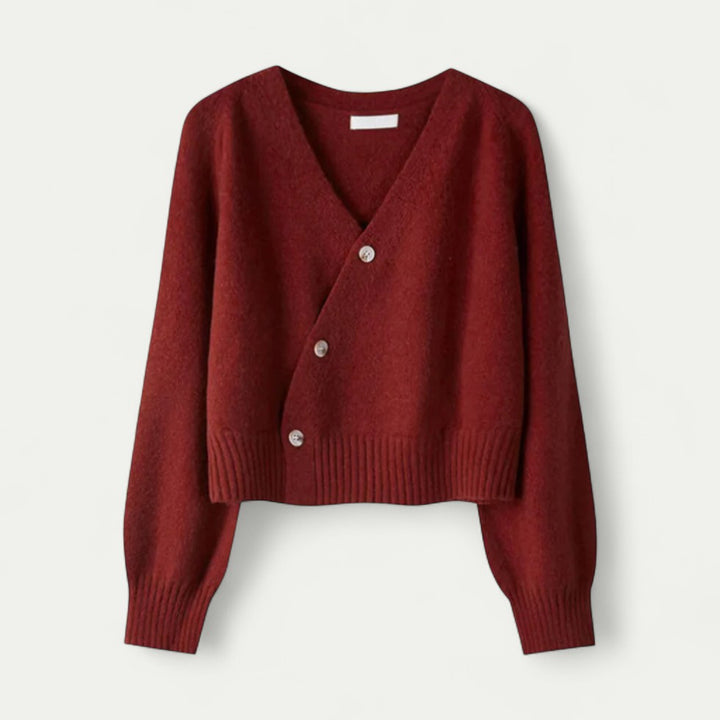 Elegante Damen Strickjacke mit asymmetrischer Knopfleiste