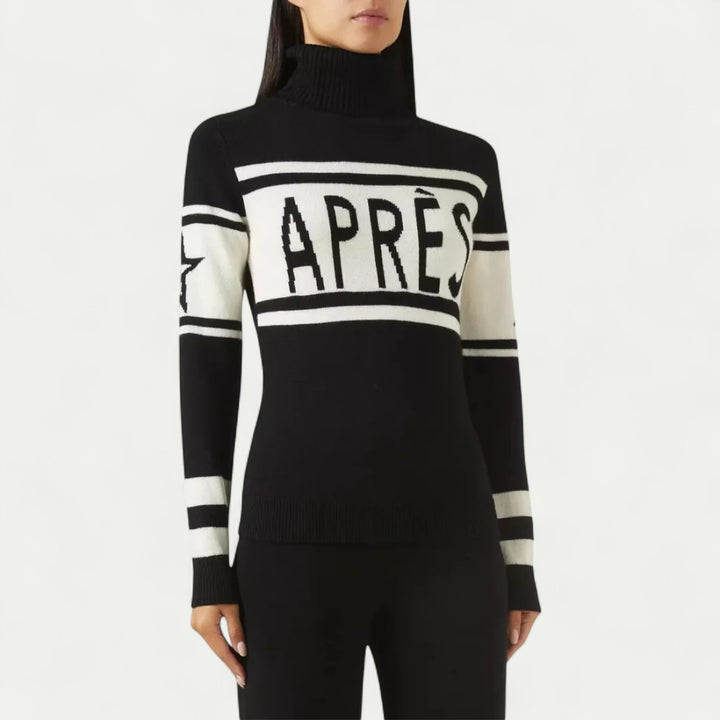 Figurbetonter Damen Rollkragenpullover mit Modernem Schriftzug