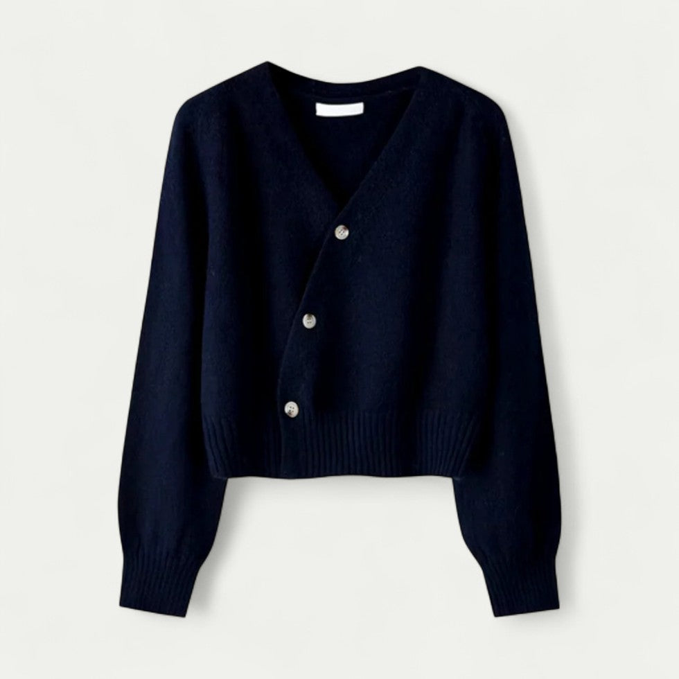 Elegante Damen Strickjacke mit asymmetrischer Knopfleiste