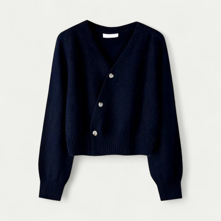Elegante Damen Strickjacke mit asymmetrischer Knopfleiste