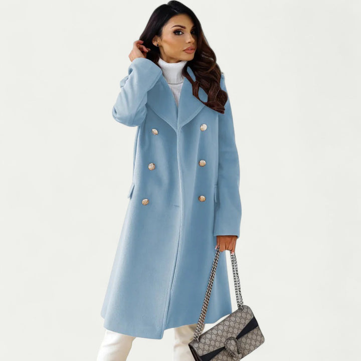 Eleganter Doppelreihiger Wollmantel für Damen
