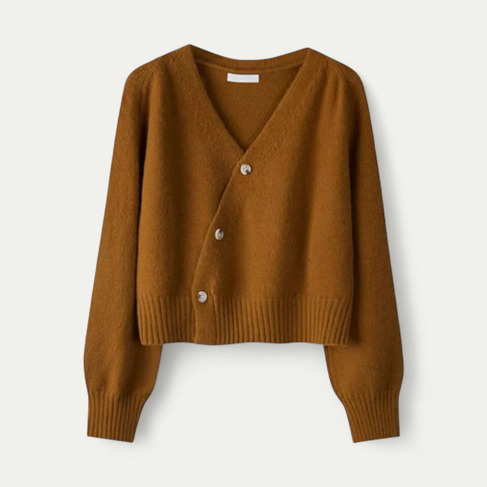 Elegante Damen Strickjacke mit asymmetrischer Knopfleiste