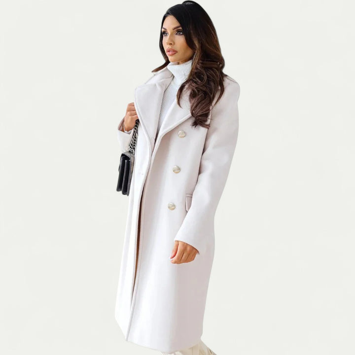 Eleganter Doppelreihiger Wollmantel für Damen