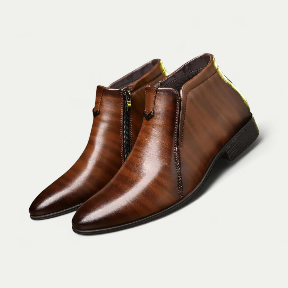 Elegante Orthopädische Herren Stiefeletten mit Reißverschluss