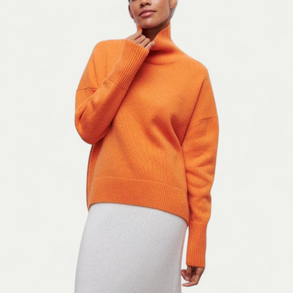 Rollkragenpullover Damen locker gestrickt