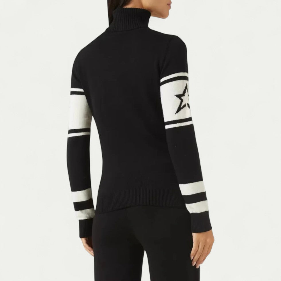 Figurbetonter Damen Rollkragenpullover mit Modernem Schriftzug
