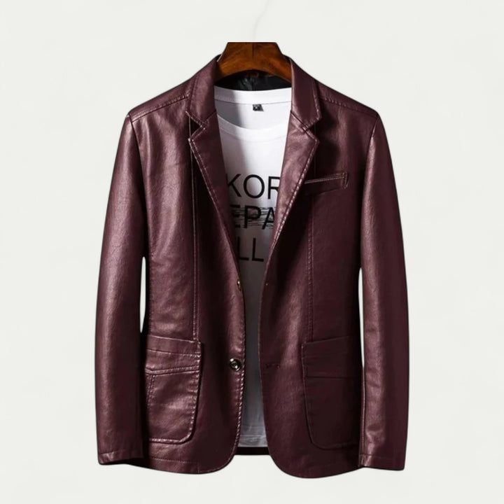 Eleganter Herren Lederblazer im Modernen Slim Fit Stil