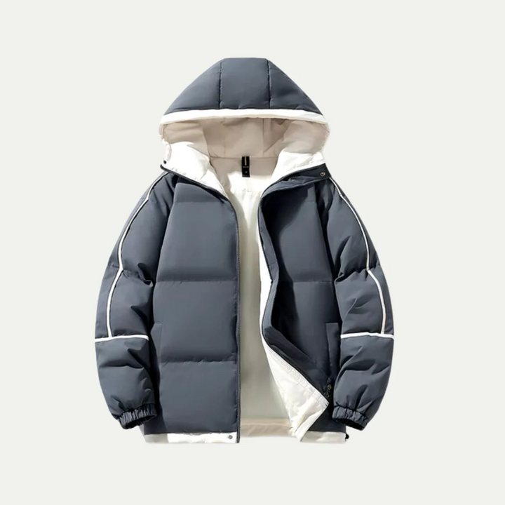 Gepolsterte Herren Winterjacke mit Abnehmbarer Kapuze