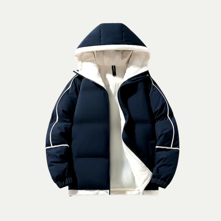 Gepolsterte Herren Winterjacke mit Abnehmbarer Kapuze